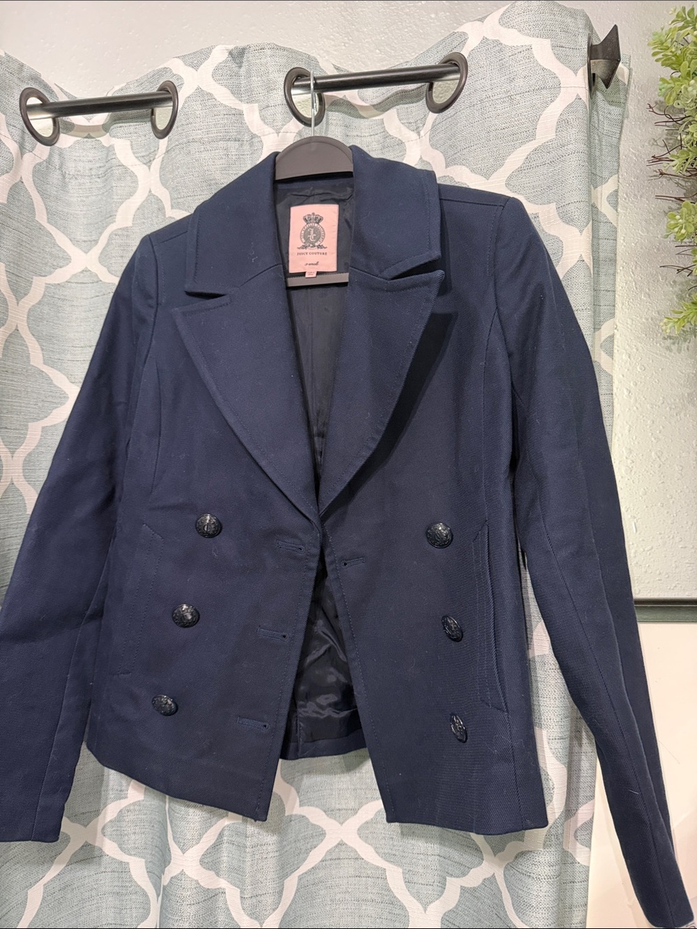Juicy Couture Navy Double-Breasted Blazer Jacket